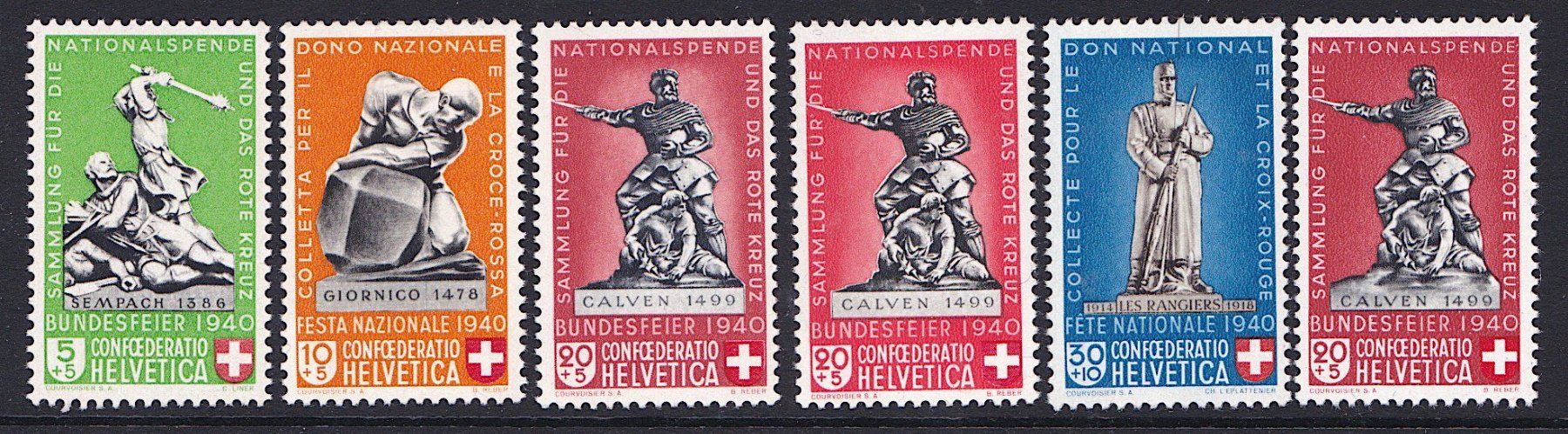 Tutti i francobolli: PP 1940, B3-6 inkl. B5c und B7, postfrisch**. Kat. Fr. 42.-. – Nuovo (secondo la descrizione) da Richterswil venduto da Dyaris2025
