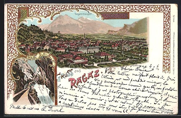 Cartes postales: Litho Ragaz, Taminaschlucht Bad Pfäffer – D'occasion à Berlin par bartko-reher