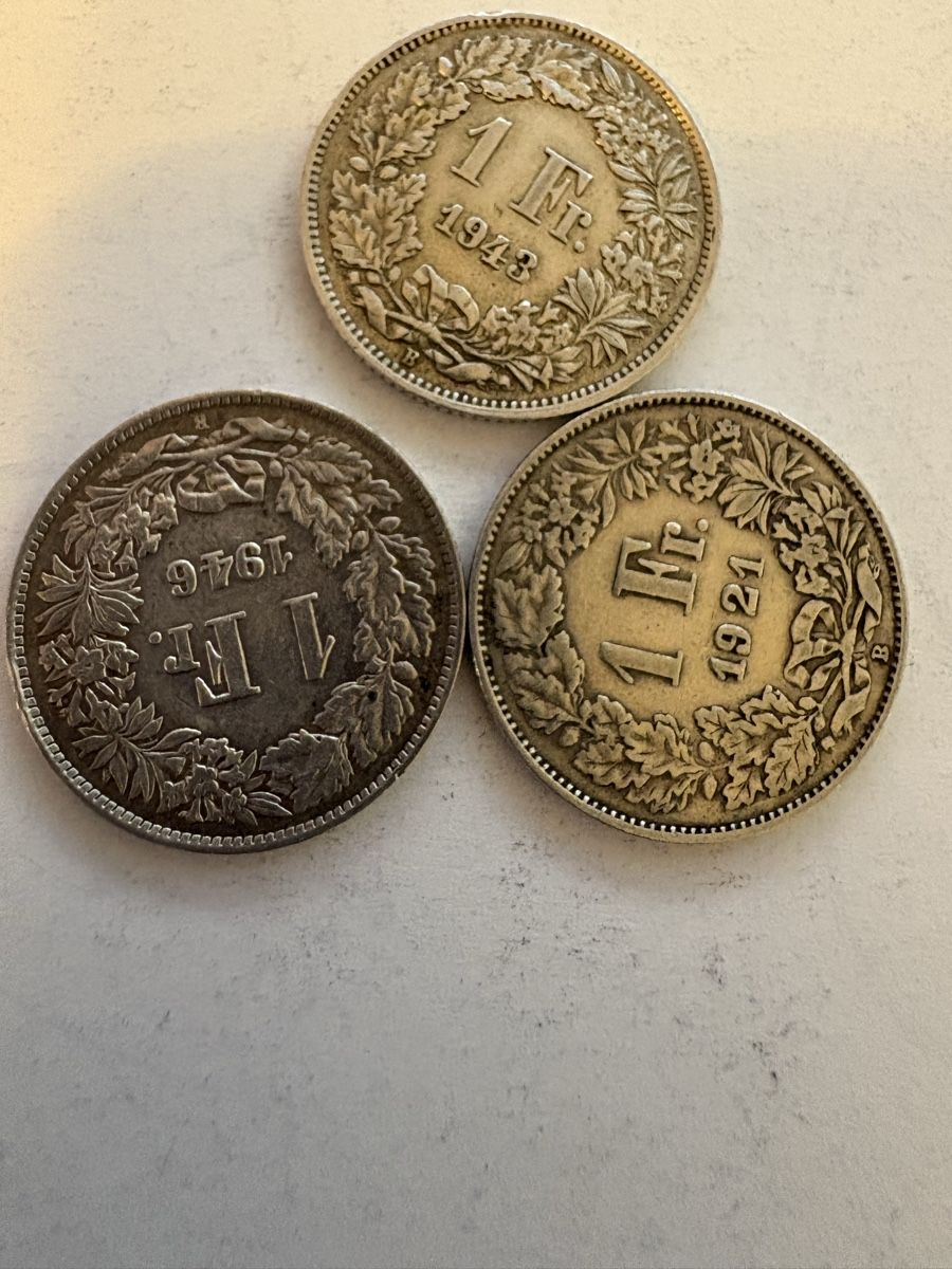 Alle Münzen: 1chf 1921/1943/1946 – Gebraucht aus Murten von Tzaugg 3