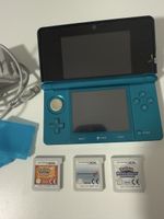 Nintendo 3DS blau neu mit 3 Spielen und Ladekabel