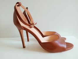 Elegante Braun Leder Sandaletten High Heels DreiMaster 39