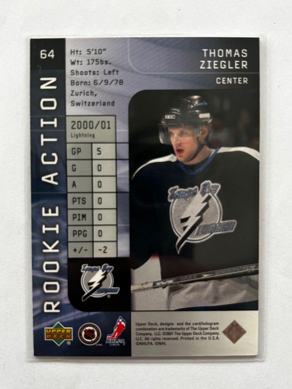 NHL Carte collezionabili: Upper Deck NHL Thomas Ziegler Rookie Action nummeriert – Usato da Oberwil-Lieli venduto da Mhd 1