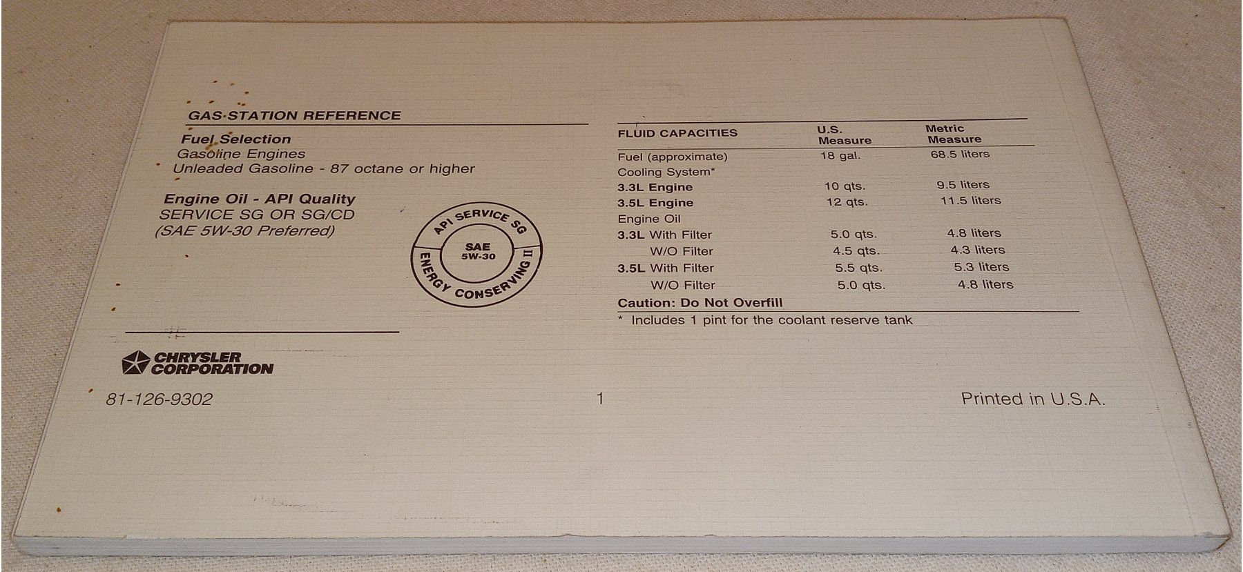 Libri: 1992 EAGLE VISION  Owner's Manual  CHRYSLER CORPORATION – Usato da Hätzingen venduto da memory-lane 1