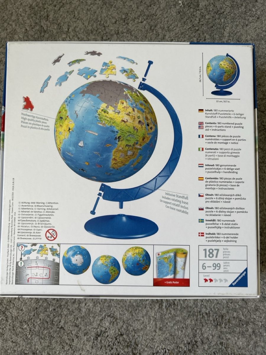 Ravensburger Puzzle: Ravensburger 3D Puzzle Globe - 180 Pieces - Complete! – Nuovo e nell'imballaggio originale da Herrliberg venduto da S.Renner 1