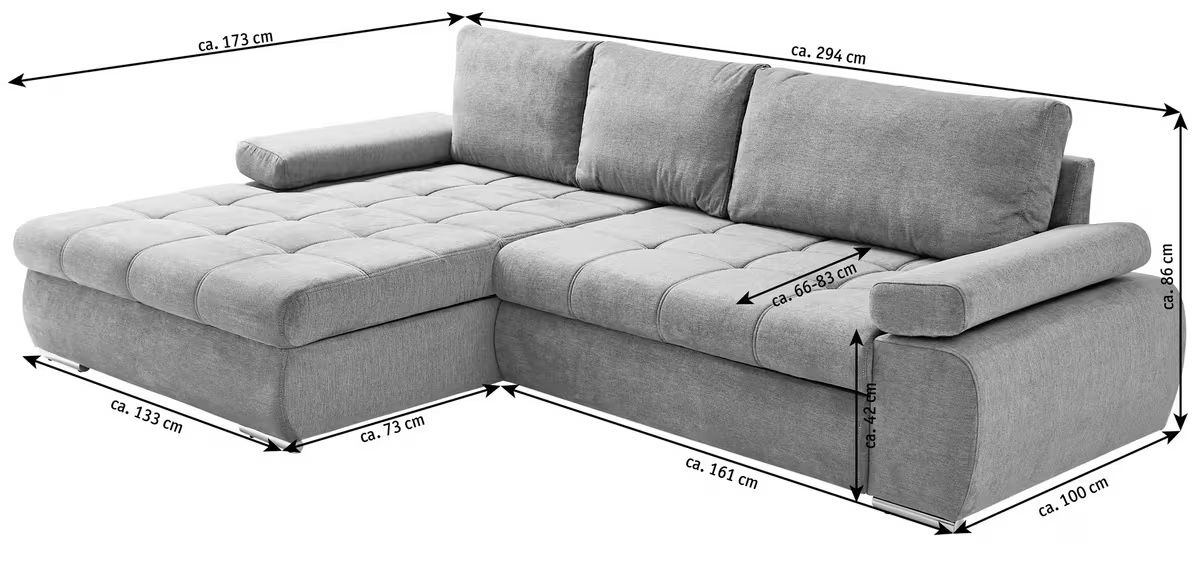 Divani: Carryhome ECKSOFA in Flachgewebe Grau 173/294 cm – Usato da Eschen venduto da 14Jessica14 2