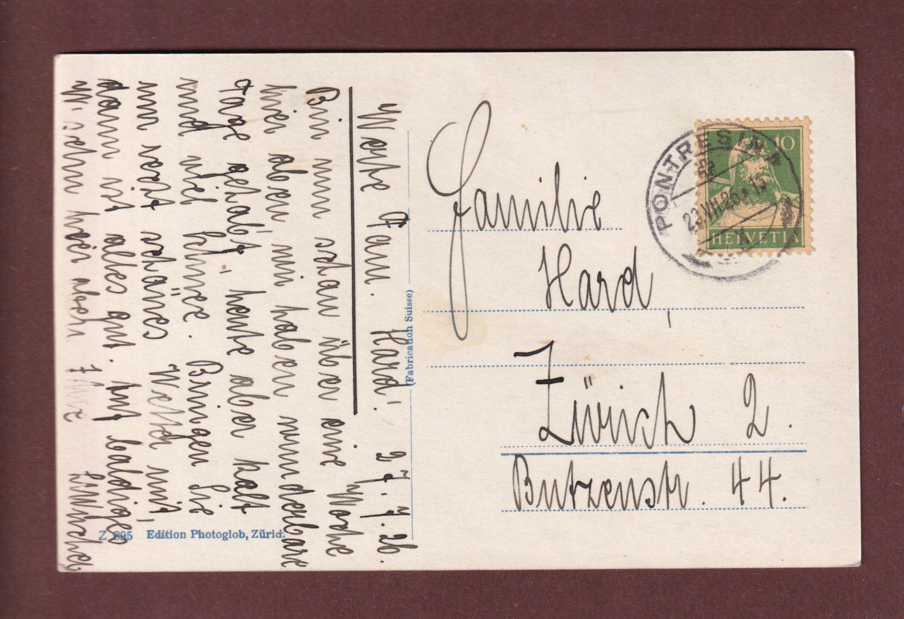 Cartoline postali: PONTRESINA - Kirche - 1926 – Usato da Pully venduto da nicecards-shop 1