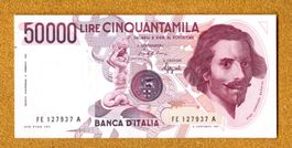 Italien 50.000 lire UNC mit serie ( FE ) sehr selten-rare