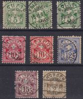 8 Marken Ziffermuste, 2 - 15 Rp. alle mt Vollstempel