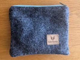 Handmade Wollfilz-Täschchen Anthrazit – Mint
