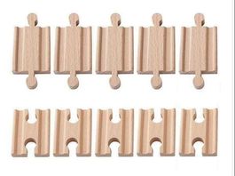 10 x Adapter für Eisenbahnschienen aus Holz
