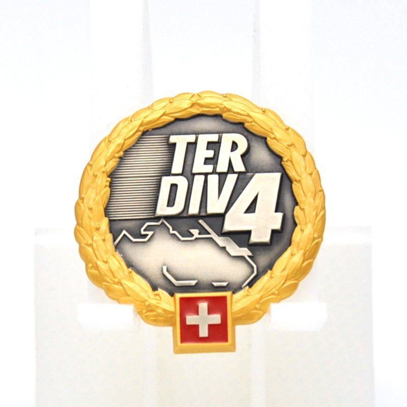 Schweizer Armee Placchette & Badge: Béretemblem Territorialdivision 4 Goldrand – Usato da Uerkheim venduto da fabulafero