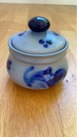 Steingut Töpfli blau-grau mit Deckel
