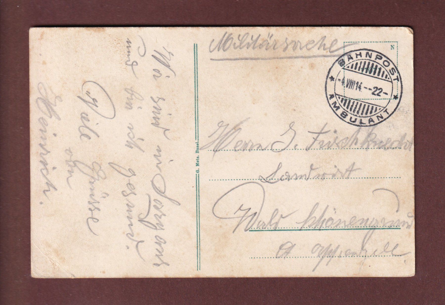 Cartes postales: SARGANS - 1914 Bahnpost – D'occasion à Pully par nicecards-shop 1
