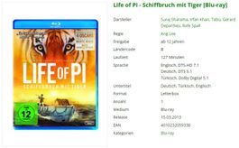 Life of Pi - Schiffbruch mit Tiger (Bluray)