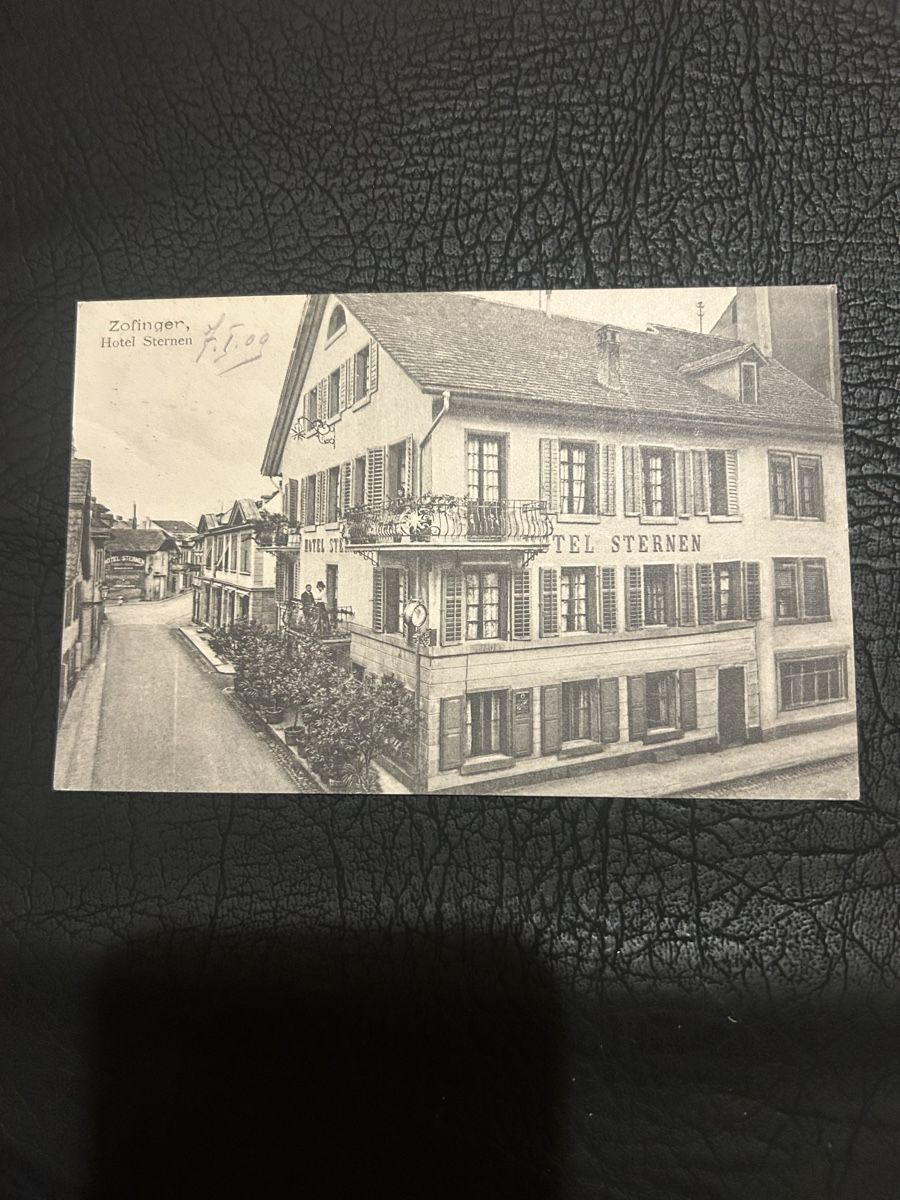 Ansichtskarten: Zofingen, Hotel Sternen 1909 – Gebraucht aus Breganzona von Milesbo