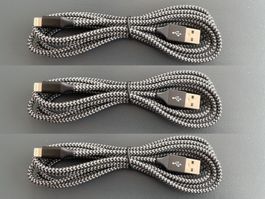 3x iPhone MFi Kabel USB-A to Lightning 2m, Fastcharging&Data