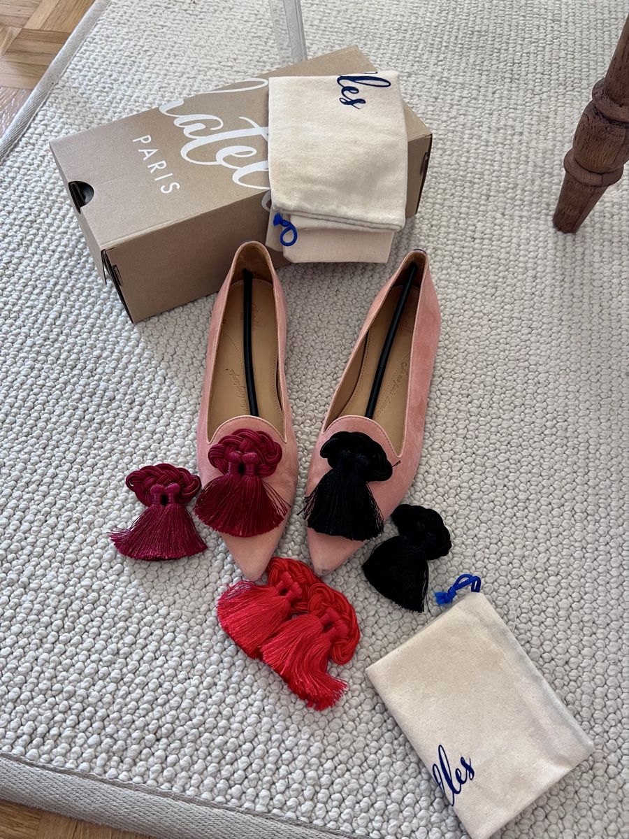 Chaussures femmes: Slippers pointus en daim corail – D'occasion à Zürich par Aliceinthesun