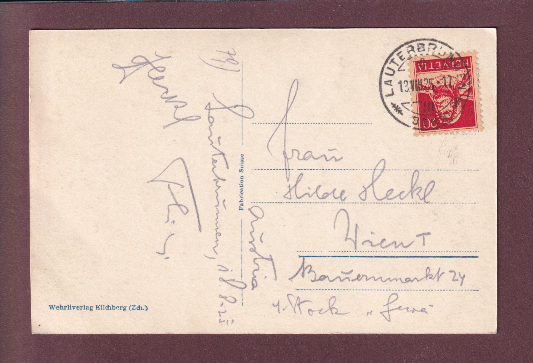 Cartoline postali: LAUTERBRUNNEN - 1925 – Usato da Pully venduto da nicecards 1