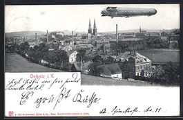 Oelsnitz i. V., Zeppelin über der Ortsc