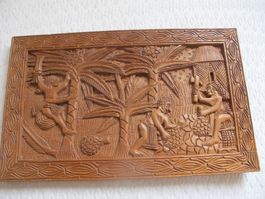 Wanddekoration Holz Wandbild  Holz Massivholz Schnitzerei
