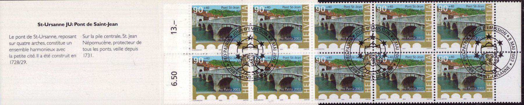 Tutti i francobolli: 2003 MH Pro Patria ET     KW Fr. 30.- – Usato da Eggersriet venduto da stamp303 1