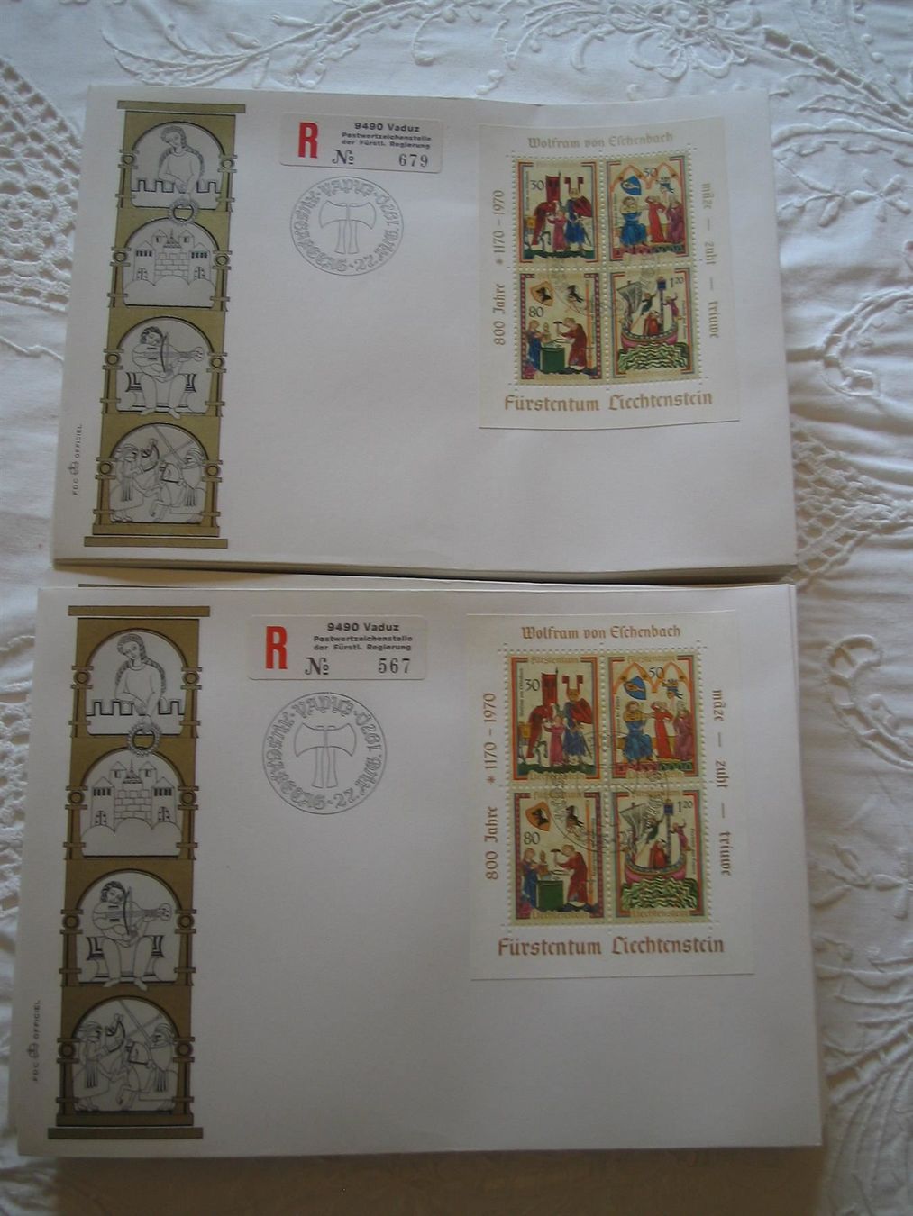Tutti i francobolli: FL 1970 100 Block R-FDC o/Adresse – Usato da Winterthur venduto da Kyoung