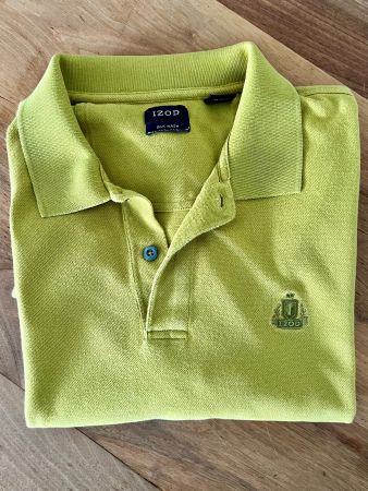 IZOD Polo Shirt Herren L Gelb Lime 100% Baumwolle Silk Wash