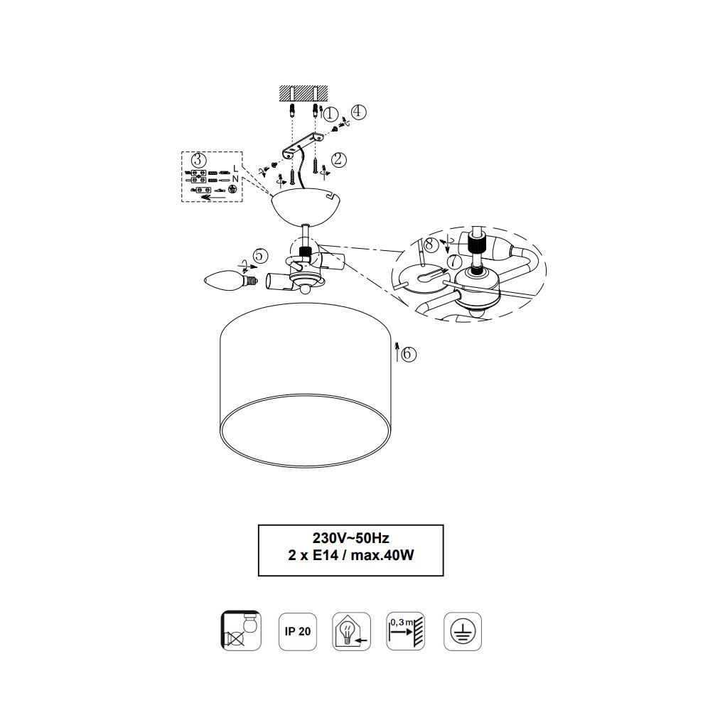 Lampadari & plafoniere: Deckenleuchte, Rund, Stoffschirm – Nuovo (secondo la descrizione) da Kreuzlingen venduto da Smart-Light 2