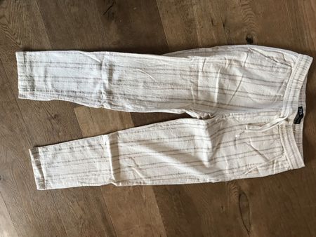 Zara Hose gestreift beige weiss mit Kordelzug Grösse M