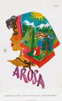 Vintage Arosa Plakat von Donald Brun Schweiz
