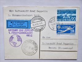 Karte - ZEPPELIN 1. Südamerikafahrt 1932 > RECIFE - ab OLTEN