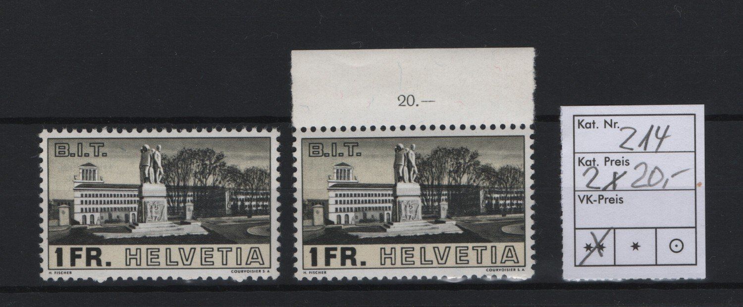 Tutti i francobolli: Werbemarken 2 x Nr. 214 Postfrisch perfekt Kat. Fr. 40.- – Nuovo (secondo la descrizione) da Gordola venduto da tist