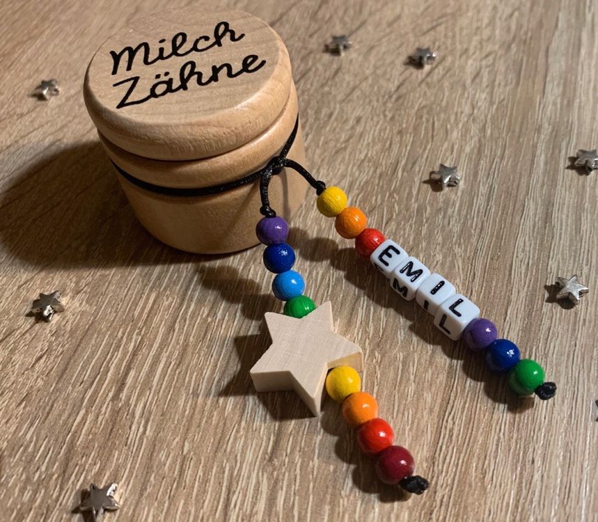 Larfraecy Milchzahndose Aus Holz - Zahnbox Für Jungen & Mädchen Mit Zahnfee Design