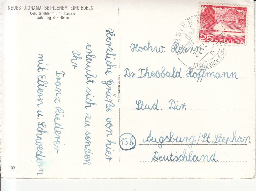 Cartoline postali: Einsiedeln Diorama 1956 – Usato da Bürglen TG venduto da StampGraf 1