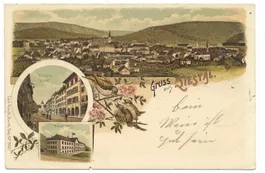 Gruss aus Liestal (BL) Altstadt - Kaserne - Litho - 1902