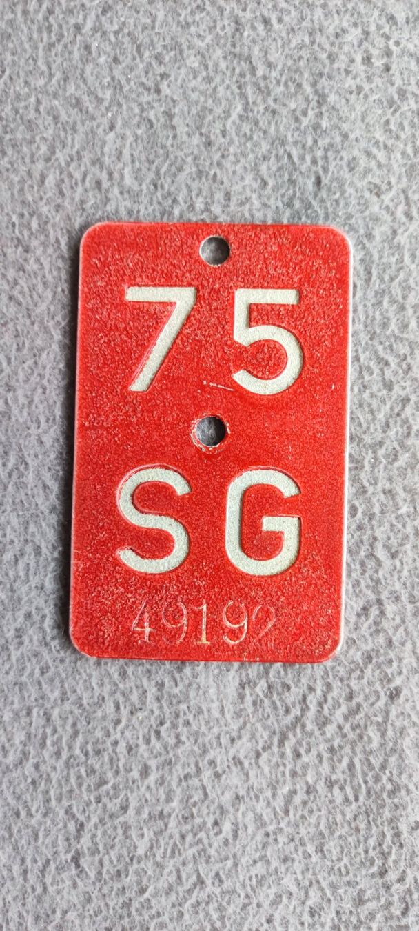 Schilder: Velonummer SG 75 – Gebraucht aus Diessenhofen von Oatman66