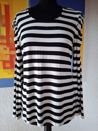 Gr M TAIFUN Shirt herbst basic Schwarz Weiss Streifen 41