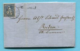 Faltbrief von Bassecourt nach Reiden 1864