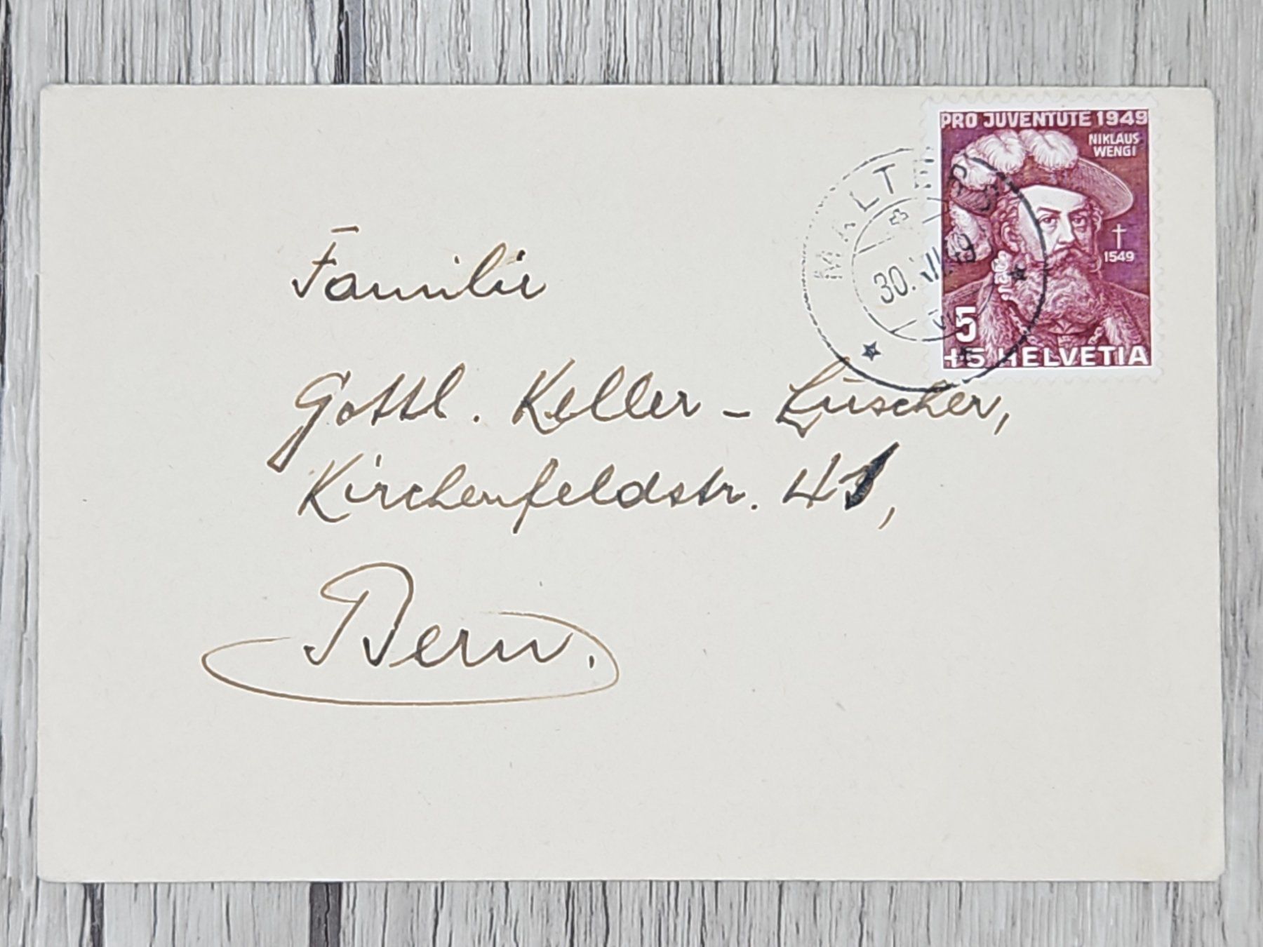 Tutti i francobolli: CL13 Enveloppe + Timbre Suisse 1949 – Usato da Cousset venduto da Patrick_Collections