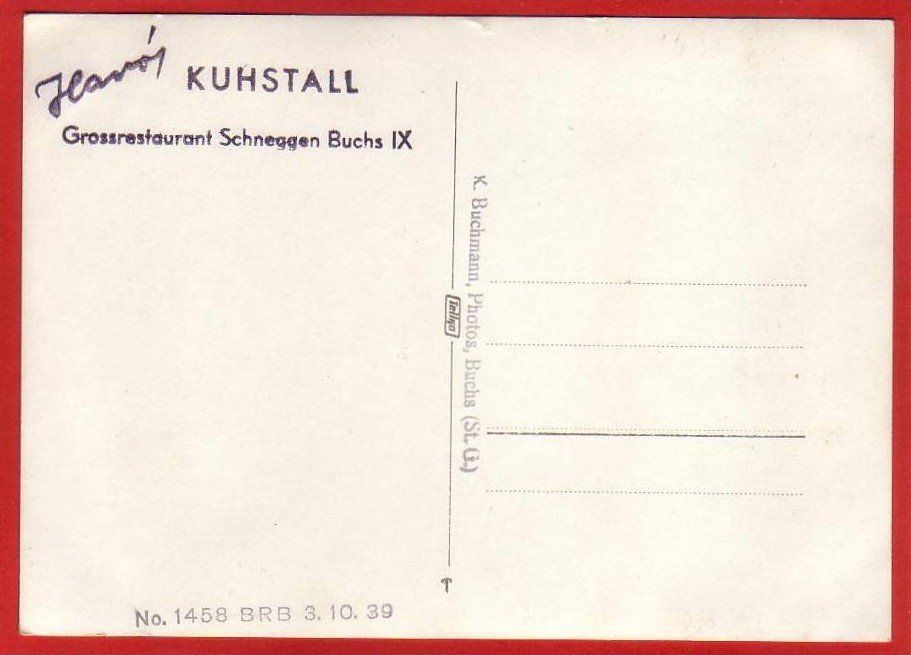 Cartes postales: BUCHS, RESTAURANT SCHNEGGEN, HAROS KUHSTALL, GROSSFORMAT – D'occasion à Grüningen par Kartenlaube 1