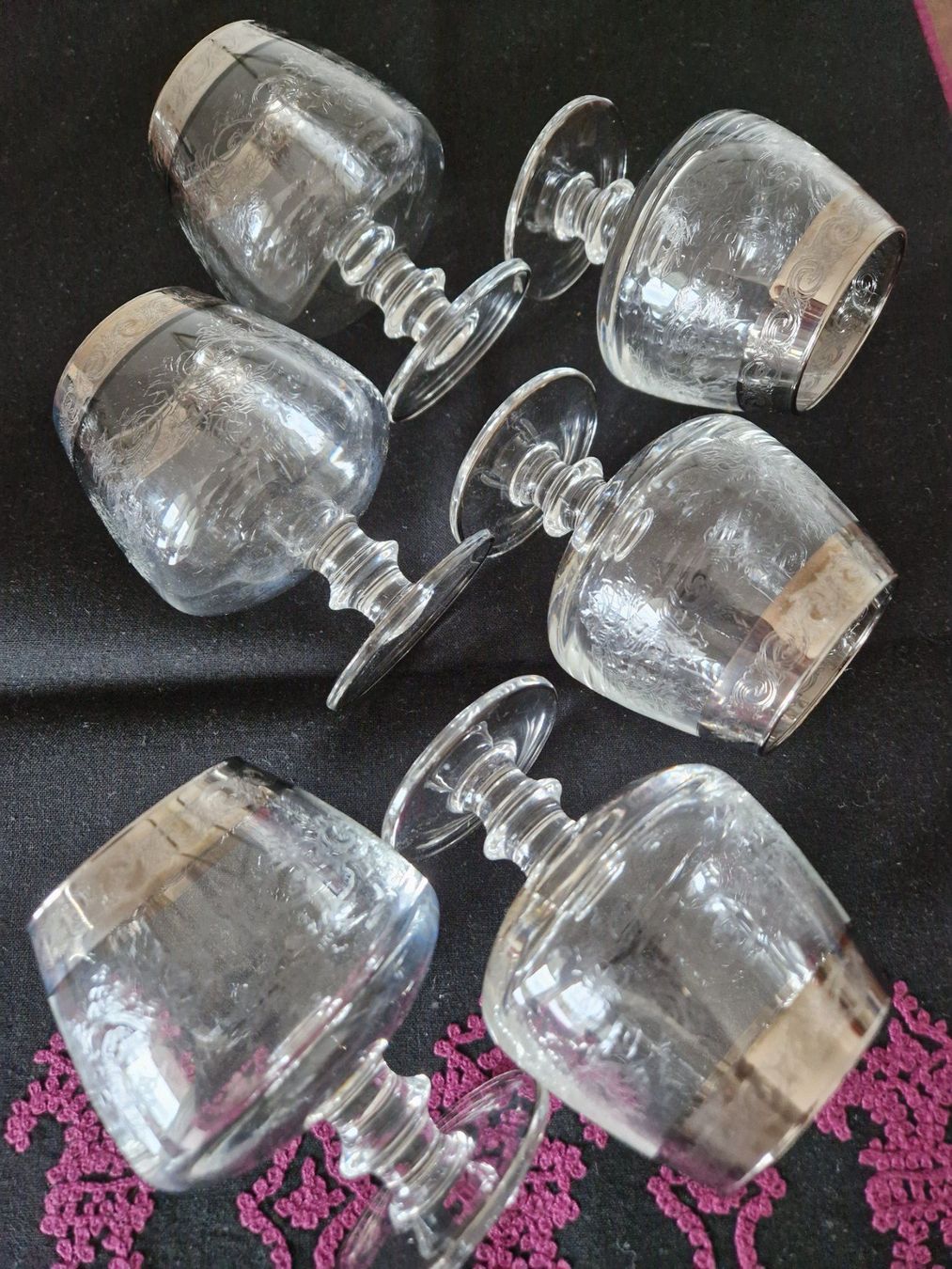 Murano Gläser: 6 Cognacgläser Murano Medici/ Platinrand – Neu (gemäss Beschreibung) aus Bern von Antikbatik 6