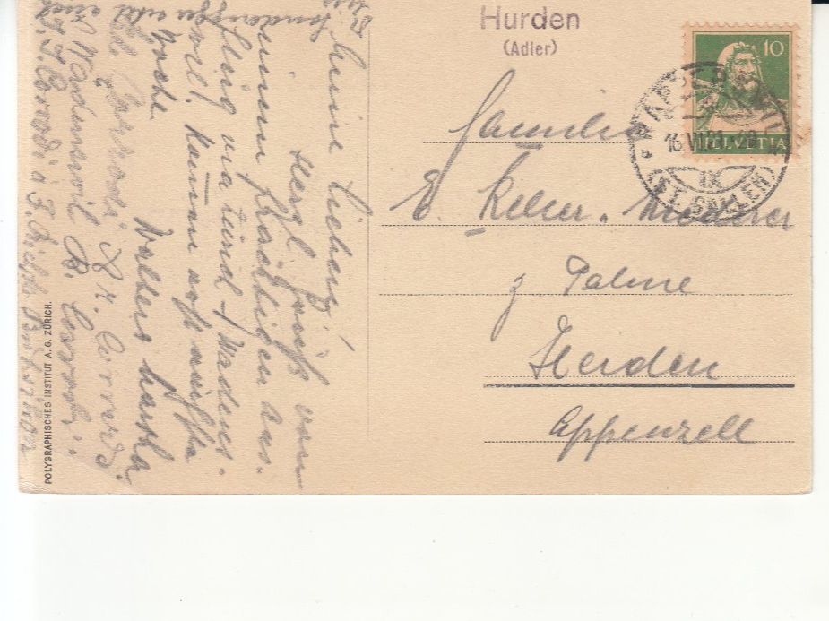 Cartoline postali: Hurden 1921, mit ST Hurden (Adler) – Usato da Bürglen TG venduto da StampGraf 1