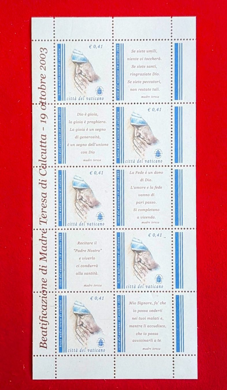 Alle Briefmarken: VATIKAN MUTTER TERESA CALCUTTA BOGEN 2003** POSTFRISCH – Neu (gemäss Beschreibung) aus Düdingen von Quartierstrasse