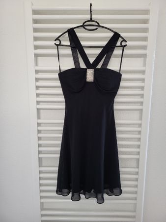 Schickes, kurzes, schwarzes Abendkleid - Gr. 34