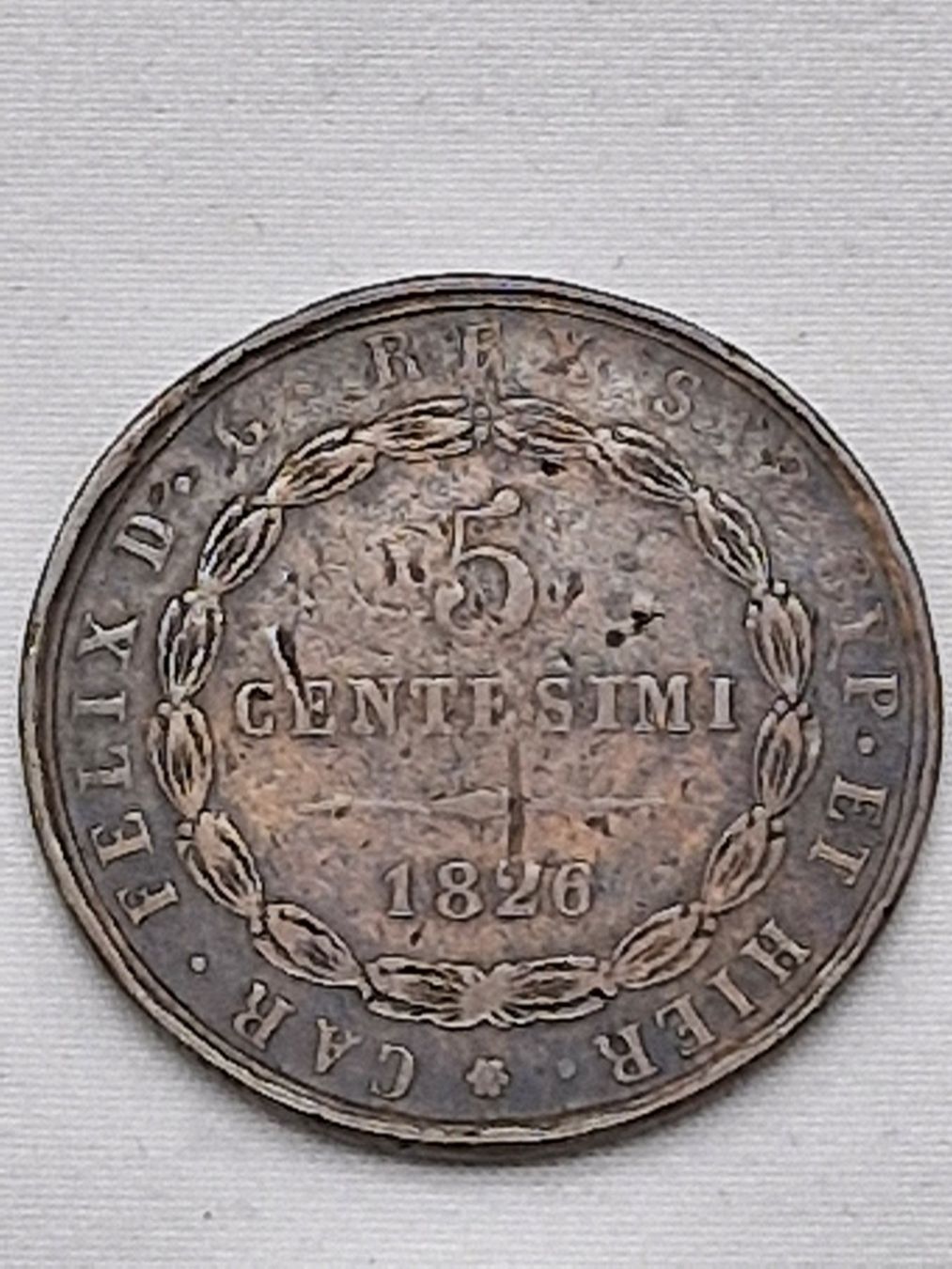 Tutti le monete: ROYAUME DE SARDAIGNE / 2 X 5 CENTESIMI / 1826 – Usato da Bulle venduto da italicum