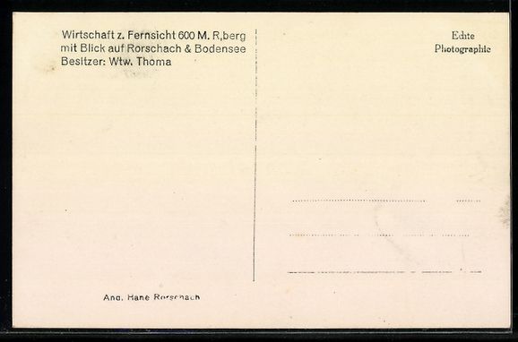 Cartes postales: Rorschach am Bodensee, Wirtschaft z. Fer – D'occasion à Berlin par bartko-reher 1