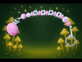 Silikon- Nuggikette rosa mit Wunschnamen