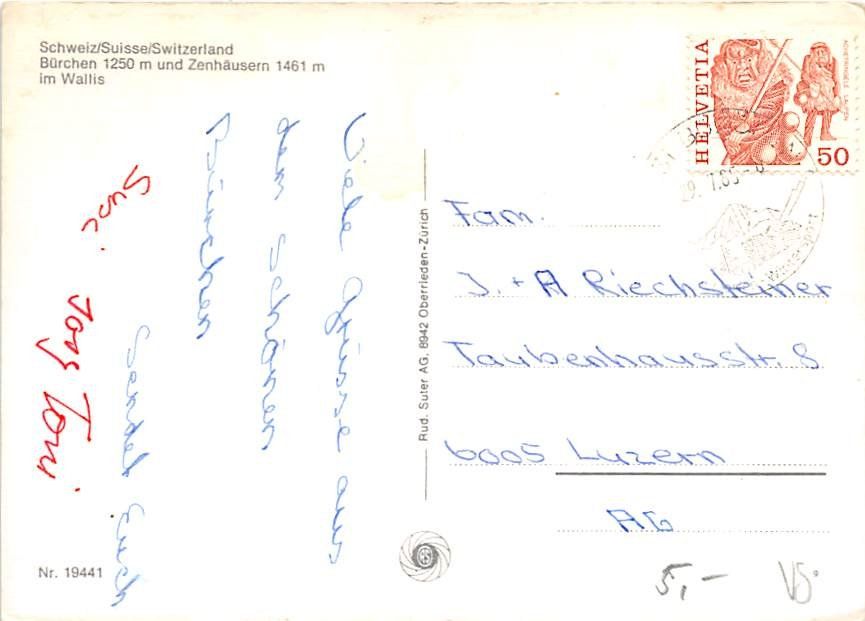 Cartes postales: VS - Bürchen, Zenhäusern – D'occasion à Ottikon b.Kemptth. par Neptun1974 1