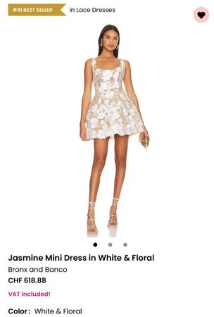NEU Mini Dress Kleid Cocktail mit Blumen Weiss Nude Beige