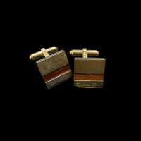 Christian Dior Vintage Manschettenknöpfe Goldton mit Holz